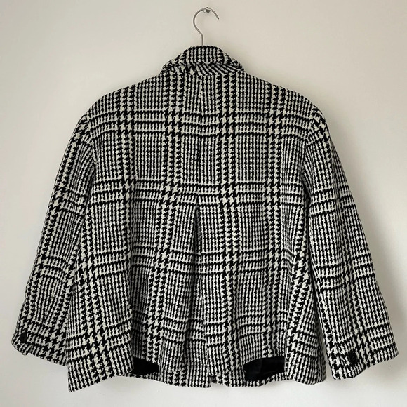 Ralph Lauren Coat Women’s 16 Houndstooth Black & White Cropped Wool Blend Blazer - Picture 2 of 7
